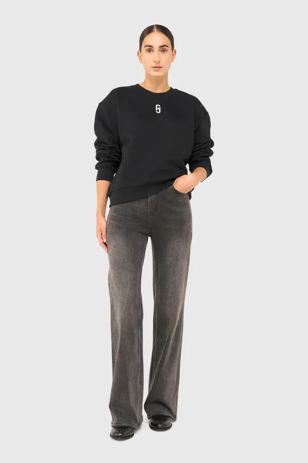Damenjeans mit weitem Bein, Modell „Jason“, grau, Größe 415