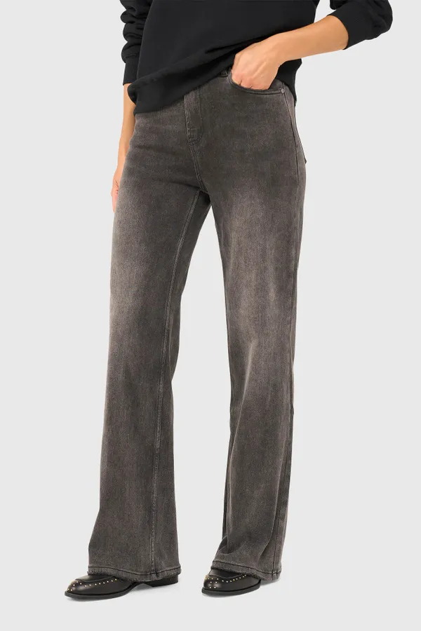 Damenjeans mit weitem Bein, Modell „Jason“, grau, Größe 415