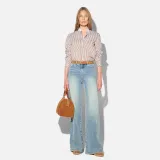 Jeans Dames Wijde Pijp Mid Rise Stretch Cash Blauw 114