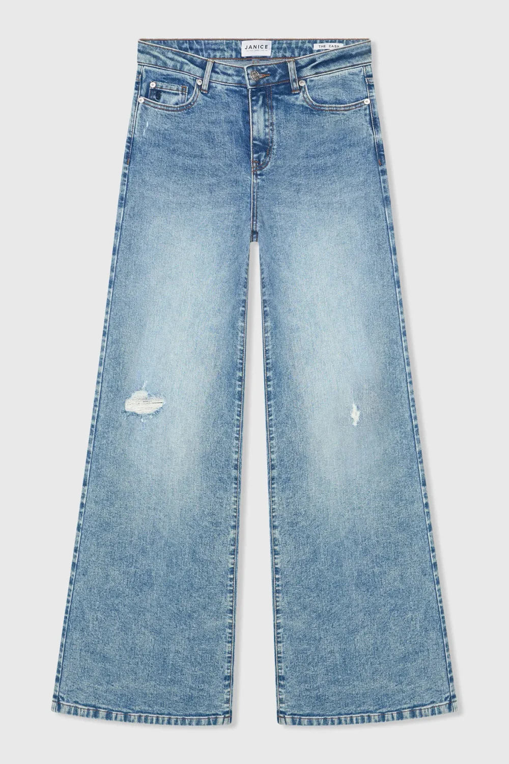 Women's Wide-Leg Mid-Rise Stretch Cash Blue Jeans 379