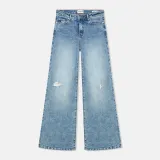 Jeans Dames Wijde Pijp Mid Rise Stretch Cash Blauw 379