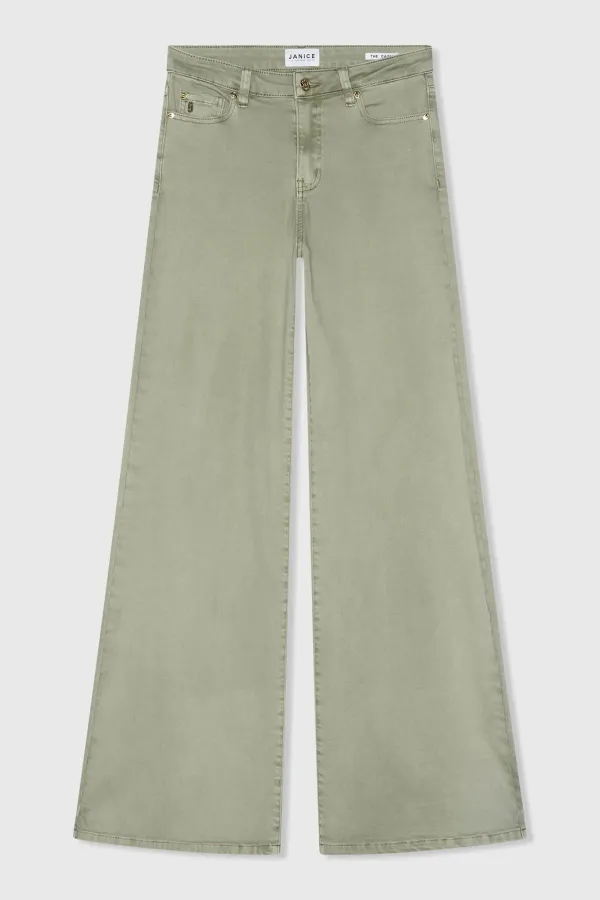 Jeans Dames Wijde Pijp Mid Rise Stretch Cash Groen 943