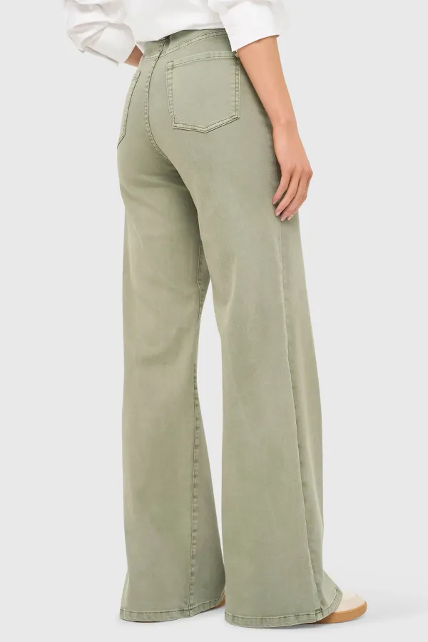 Jeans Dames Wijde Pijp Mid Rise Stretch Cash Groen 943
