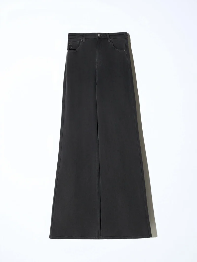 Jeans Dames Wijde Pijp Mid Rise Stretch Cash Zwart 813