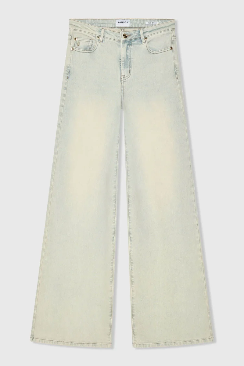 Women's Wide-Leg Stretch Mid-Rise Stretch Cash Blue Jeans 004