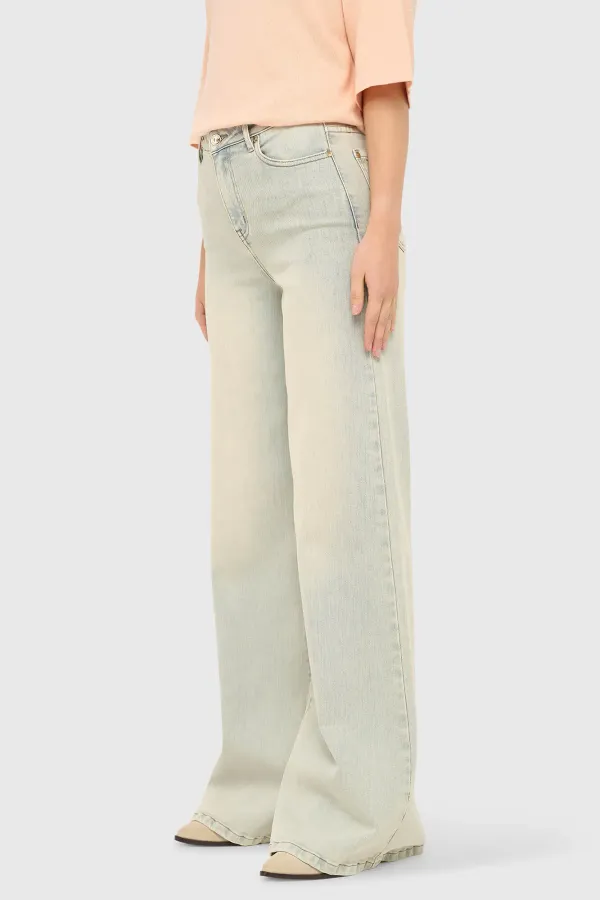 Jeans für Damen, weit geschnitten, Stretch, mittlere Leibhöhe, Stretch-Cashmere, blau 004
