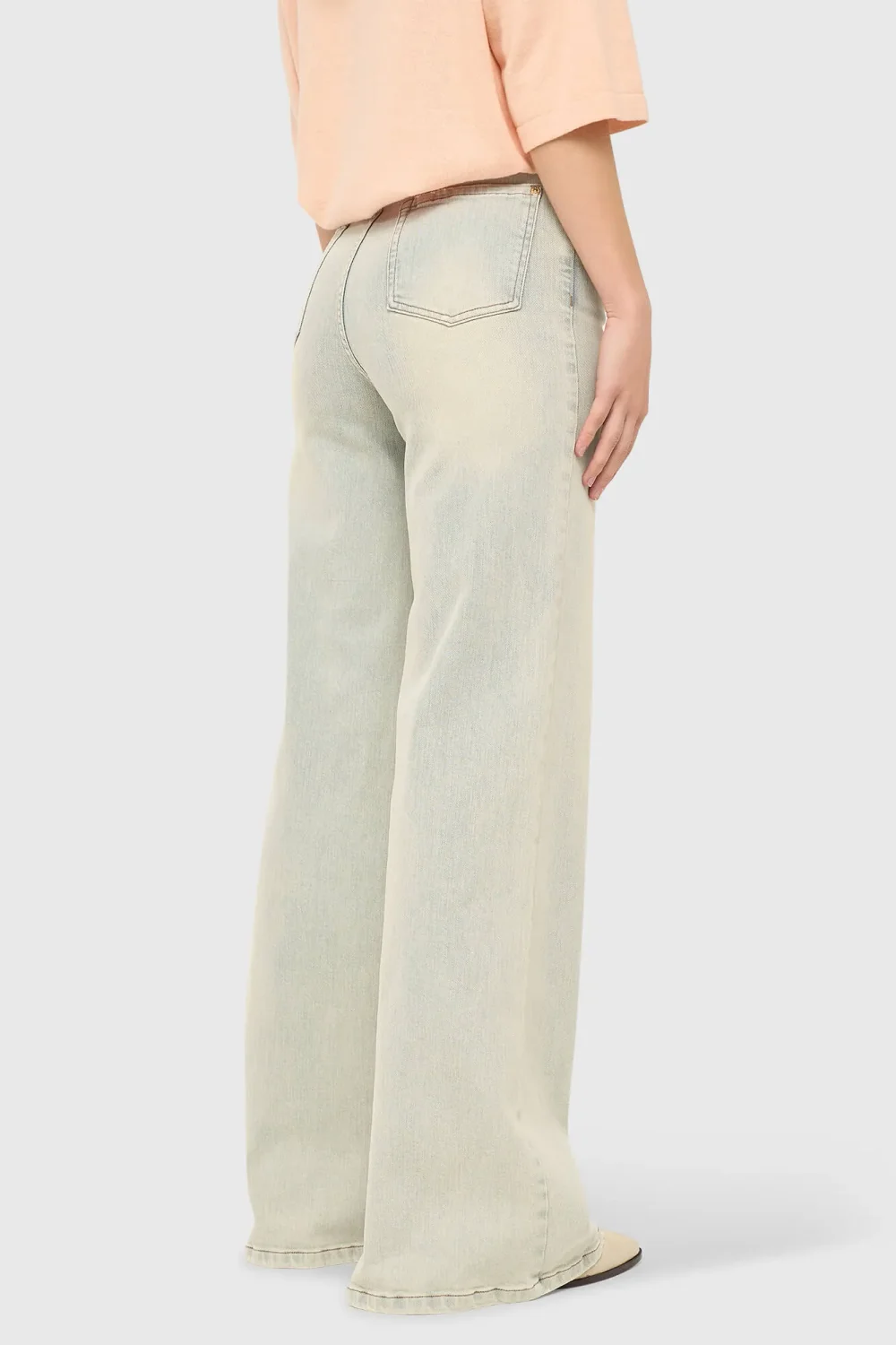 Women's Wide-Leg Stretch Mid-Rise Stretch Cash Blue Jeans 004