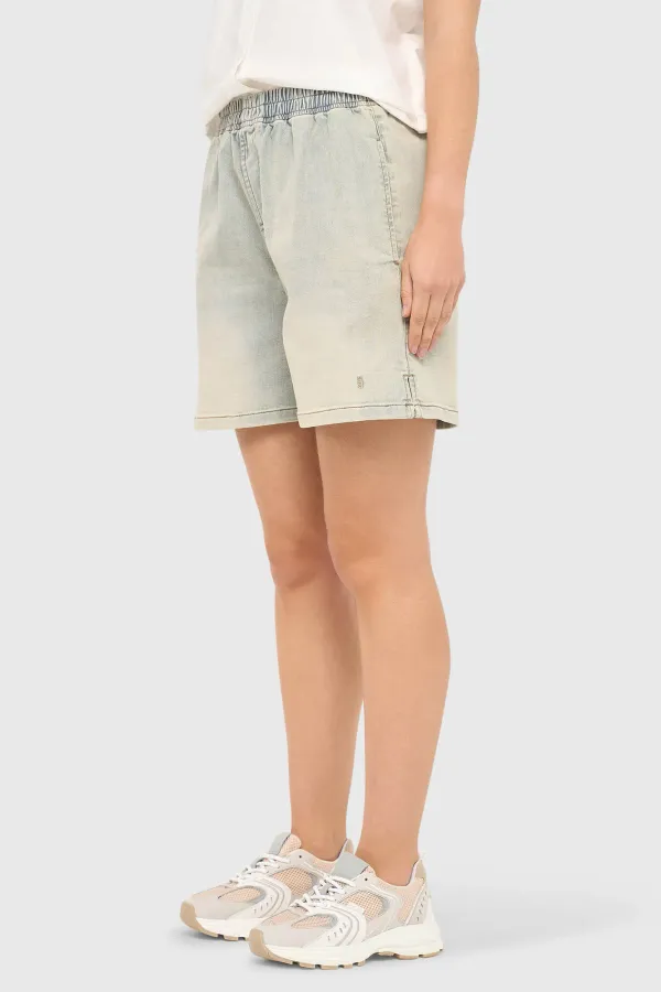 Women's Stretch Elastic Jean Shorts - Riott Blue 004