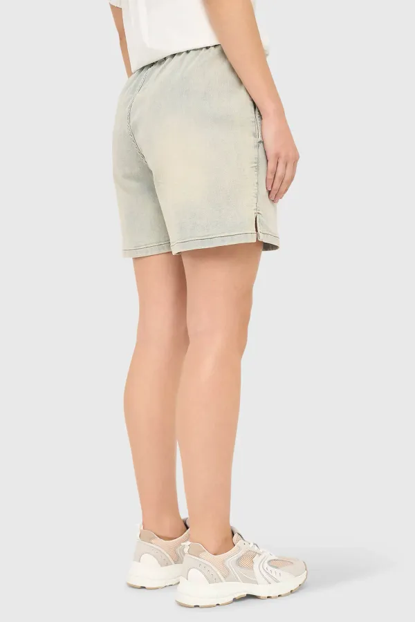 Women's Stretch Elastic Jean Shorts - Riott Blue 004