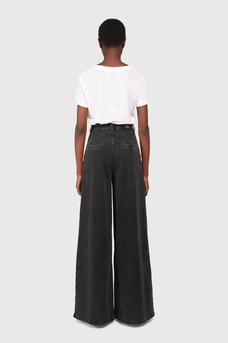 Jeans mit weitem Bein für Damen, Dollar, schwarz, Größe 410