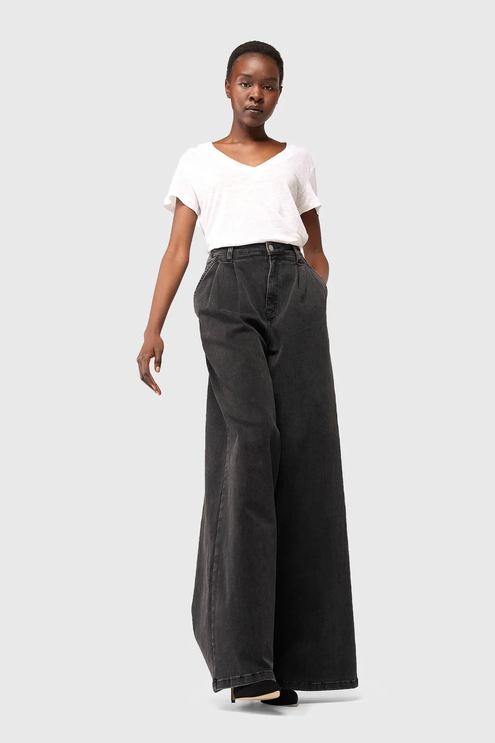 Jeans mit weitem Bein für Damen, Dollar, schwarz, Größe 410