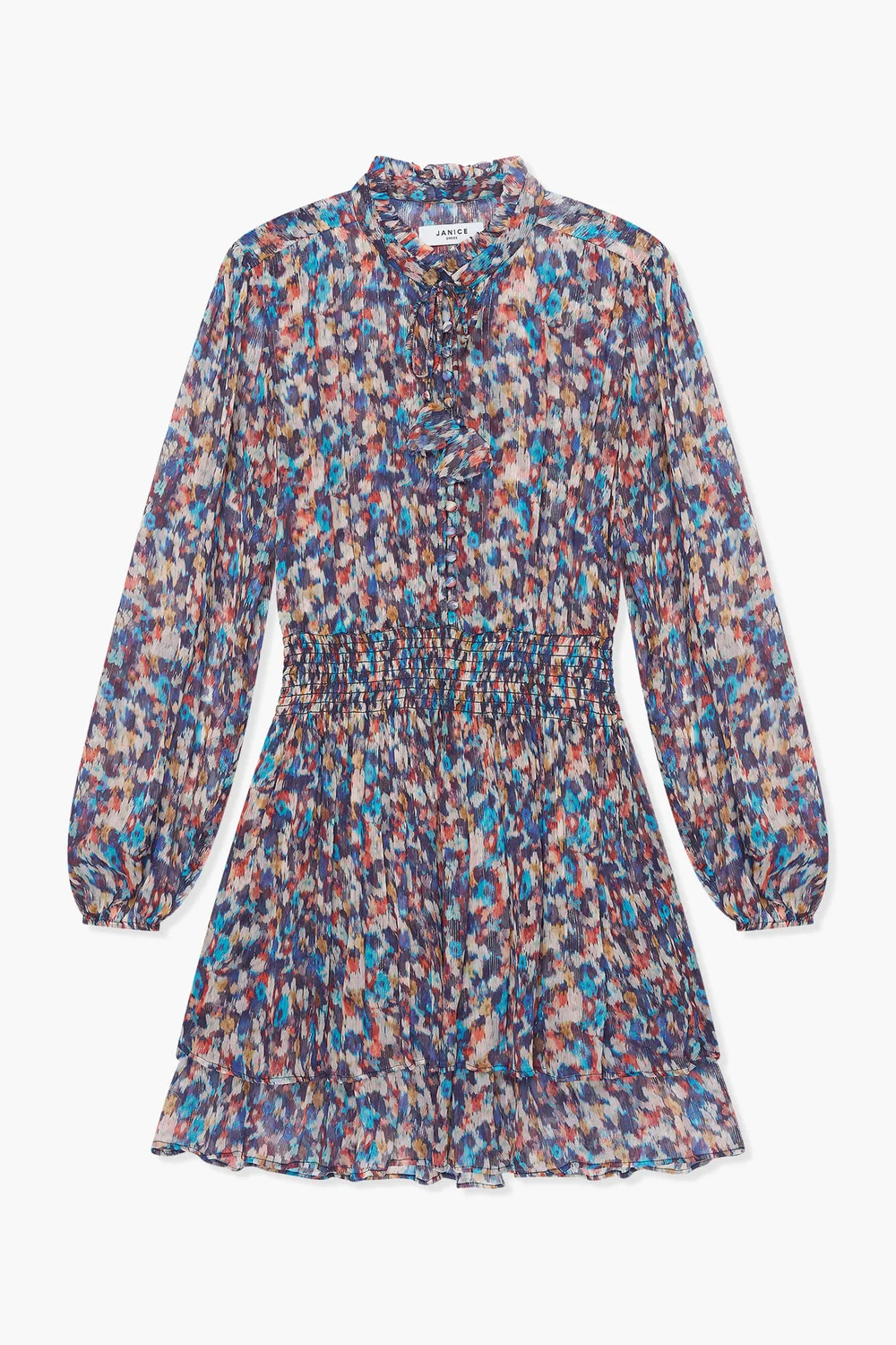 Jurkje Print Elastiek Viscose Lurex Ari Blauw