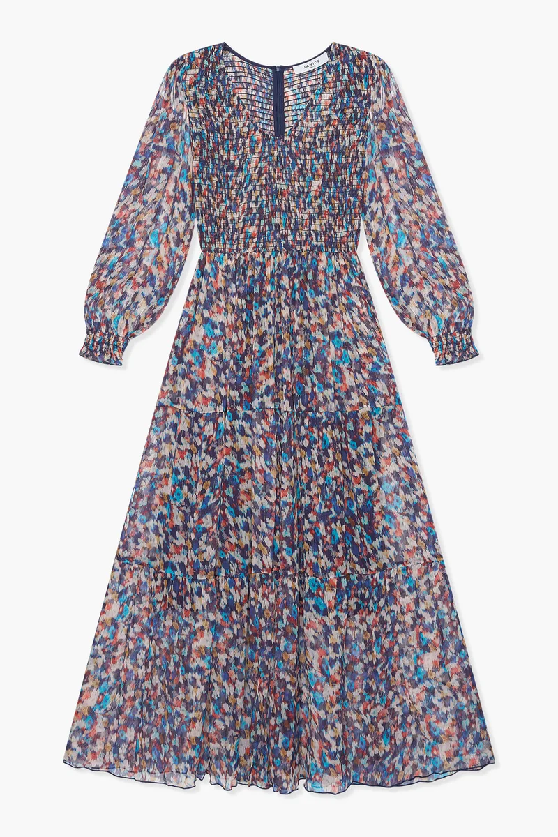 Jurk Lang Print Smog Finn Blauw