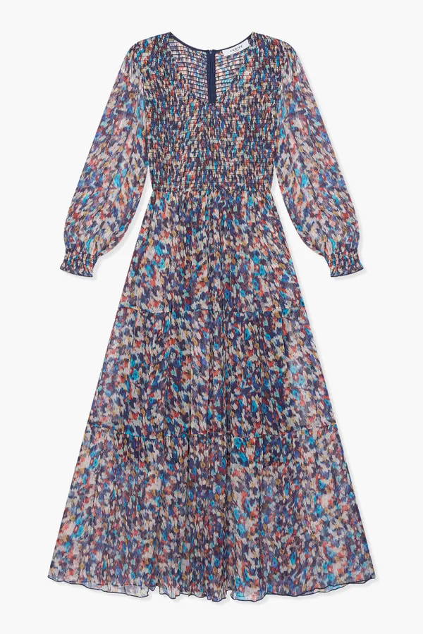 Jurk Lang Print Smog Finn Blauw