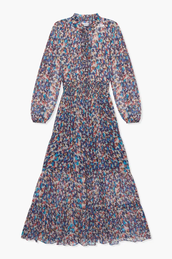 Jurk Lang Print Elastiek Walter Blauw