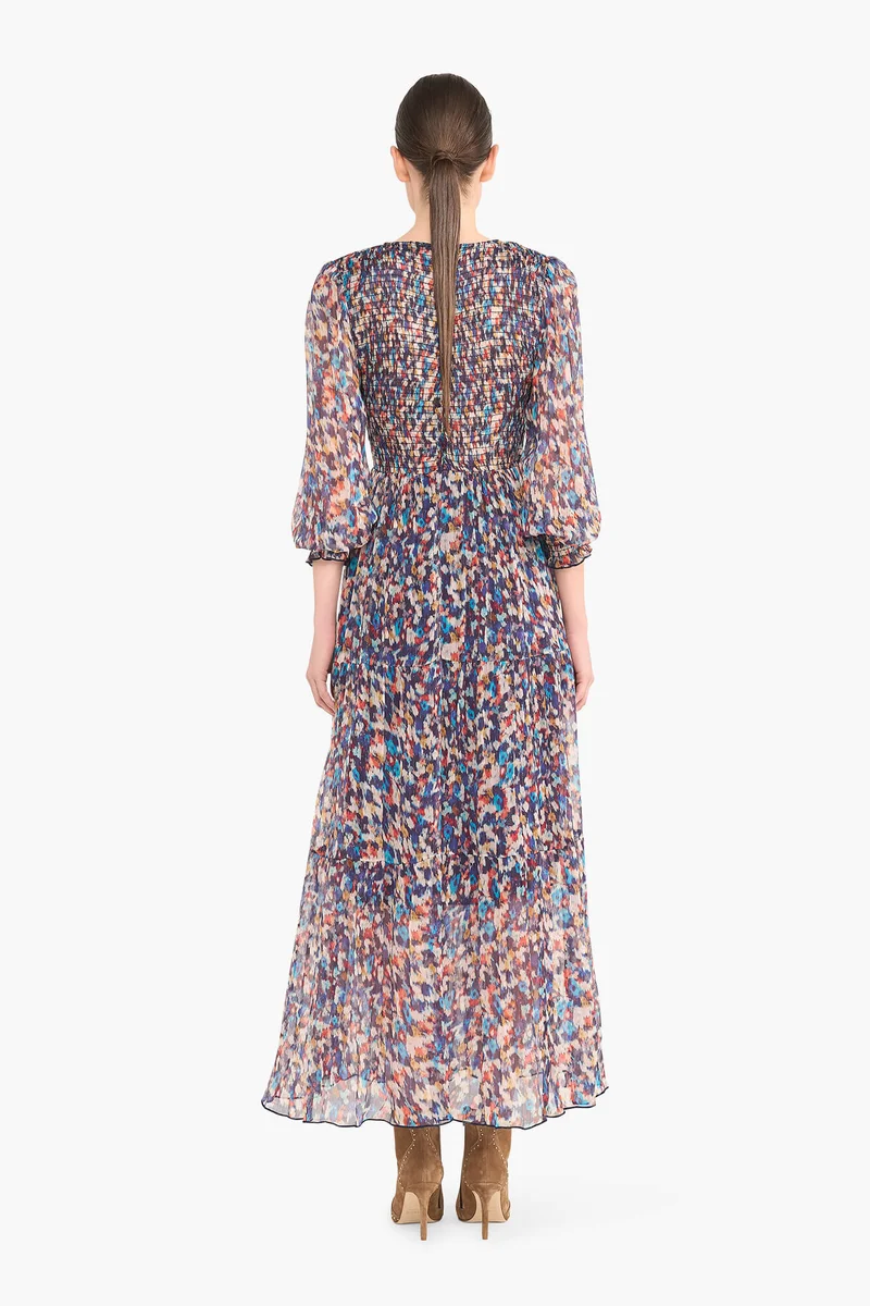 Jurk Lang Print Smog Finn Blauw