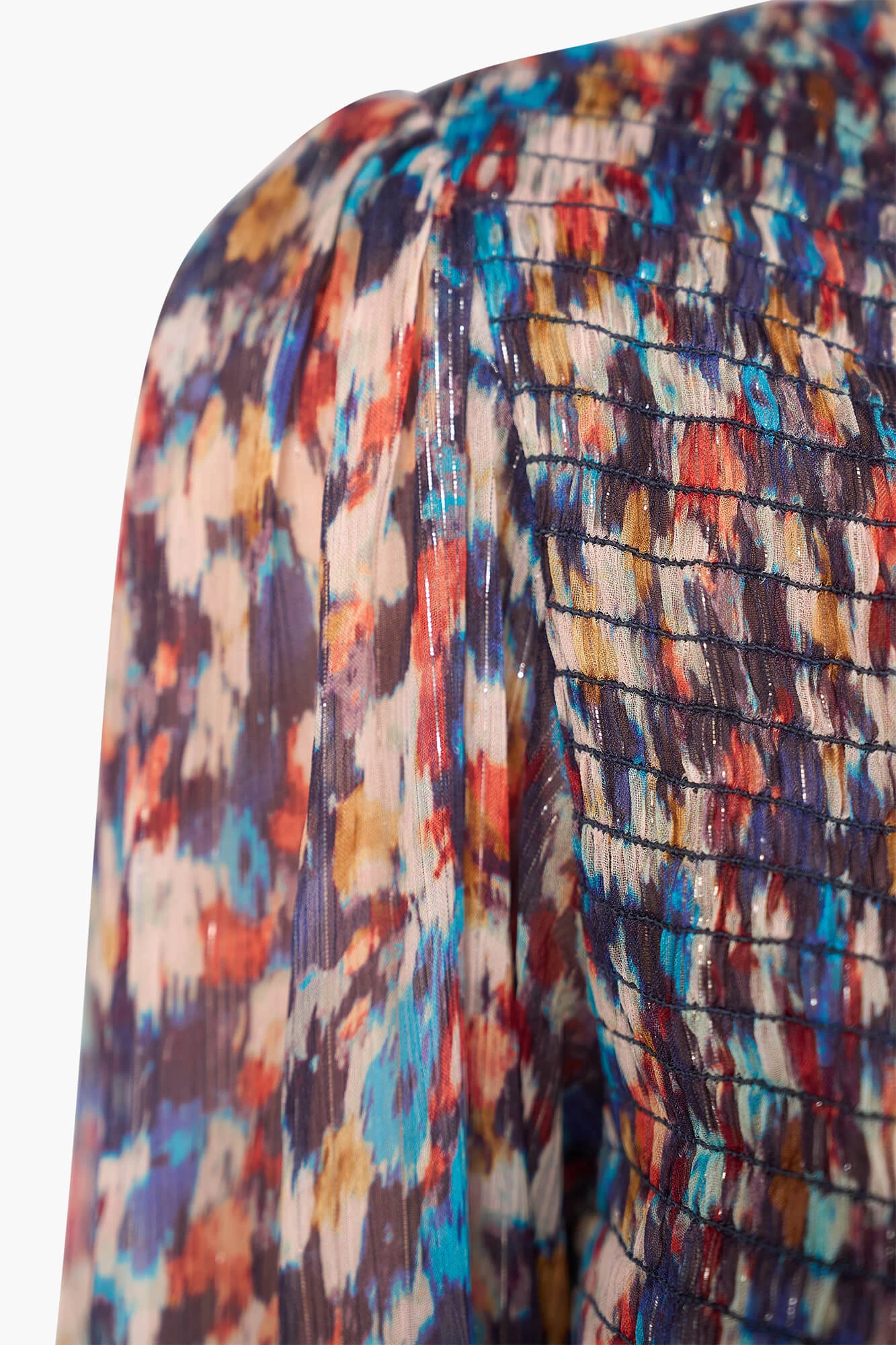 Langes Kleid mit Smog-Print in Finn-Blau