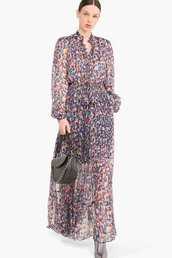 Jurk Lang Print Elastiek Walter Blauw