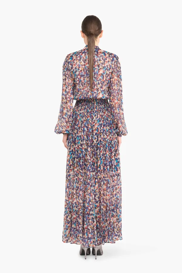 Jurk Lang Print Elastiek Walter Blauw