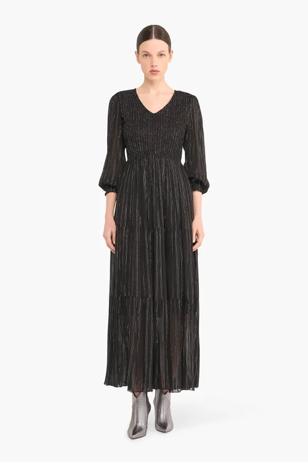 Jurk Lang Lurex Smog Finn Zwart