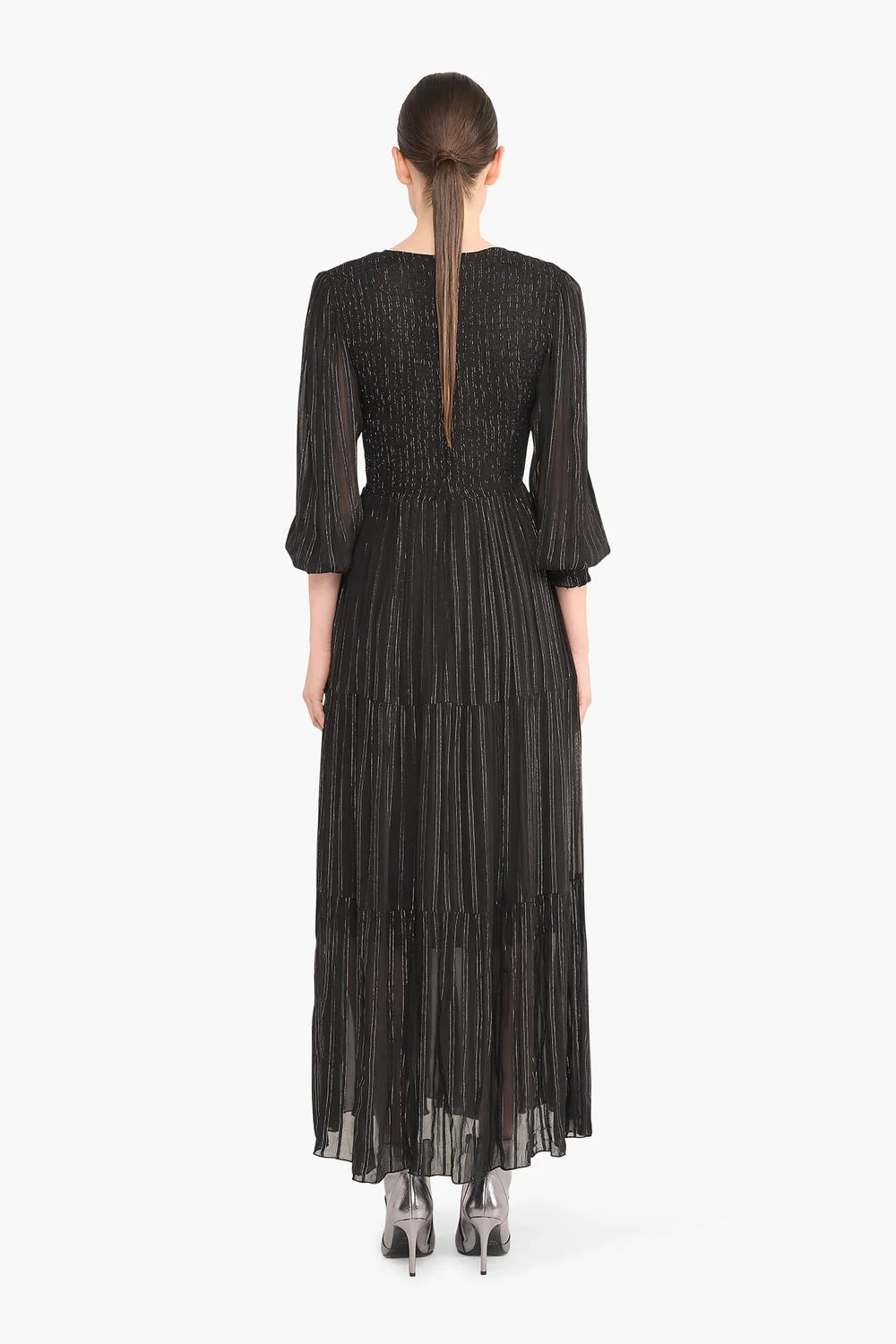 Jurk Lang Lurex Smog Finn Zwart