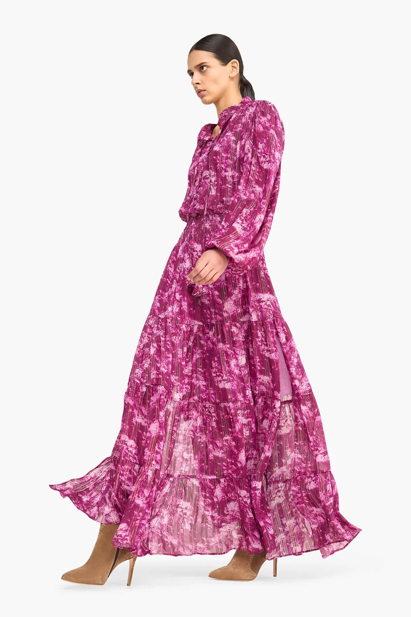 Jurk Lang Print Lurex Walter Paars