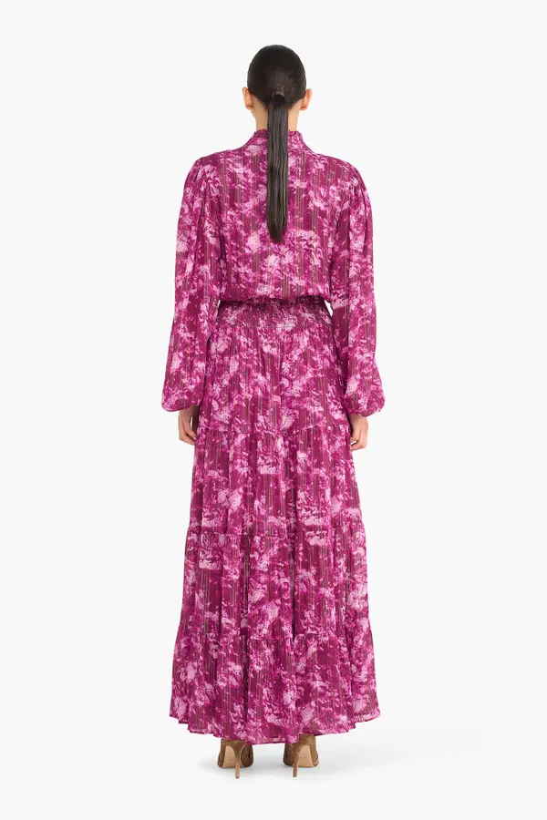 Jurk Lang Print Lurex Walter Paars