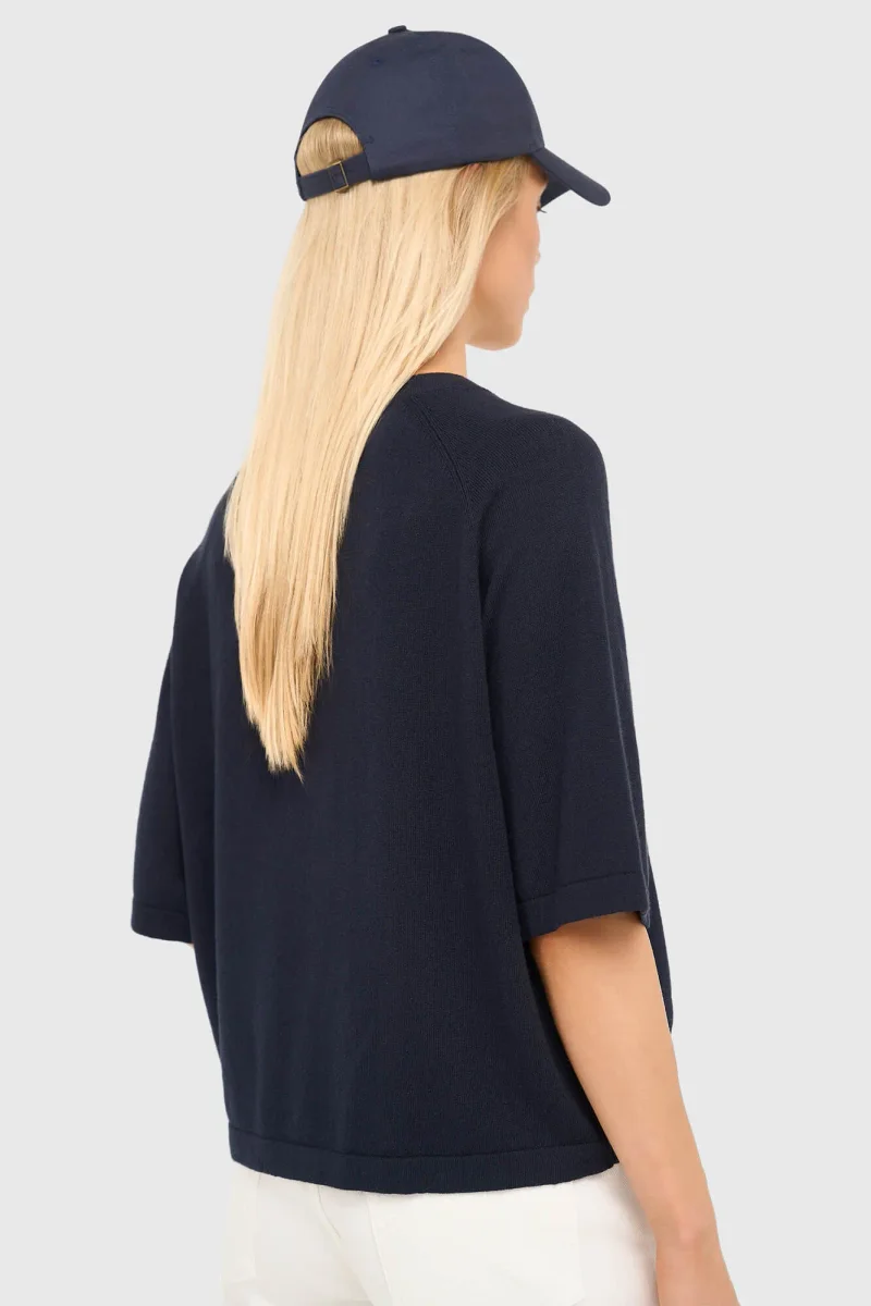 Strickpullover aus Baumwolle und Kaschmir in Moosblau
