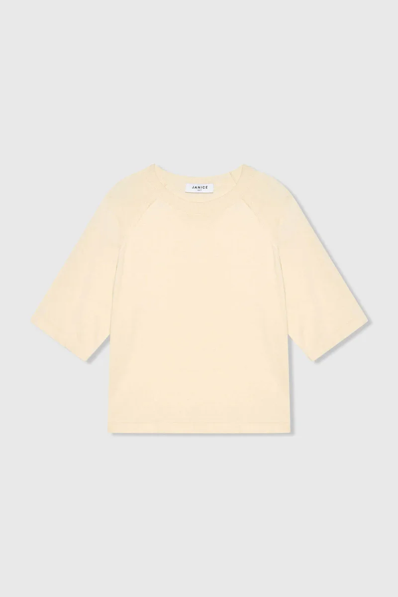 Strickpullover aus Baumwolle und Kaschmir in Moosgrün und Off-White