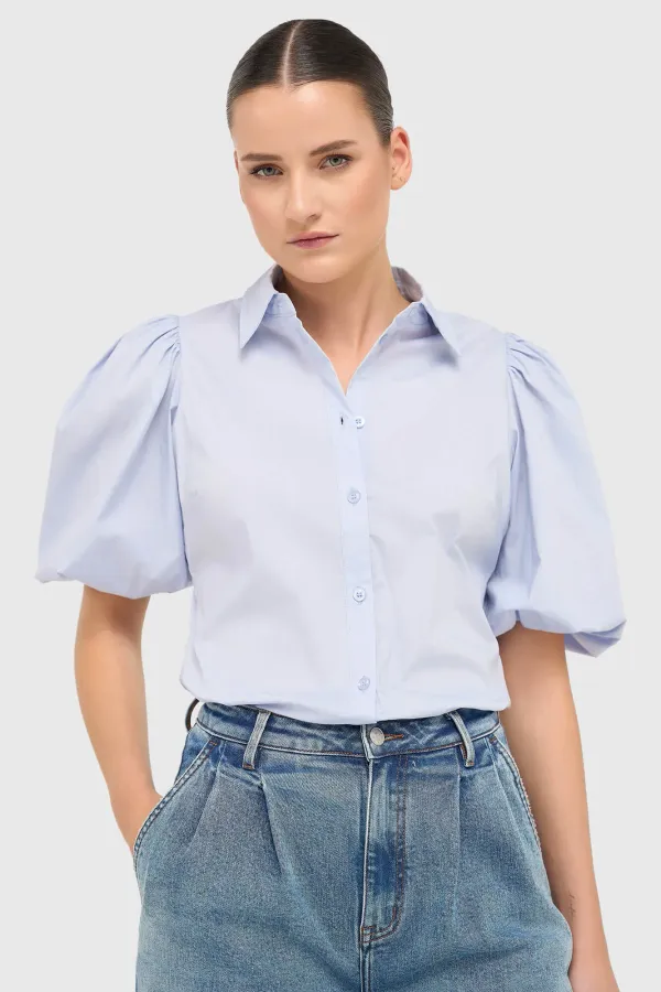 Baumwollbluse für Damen Lars Blau