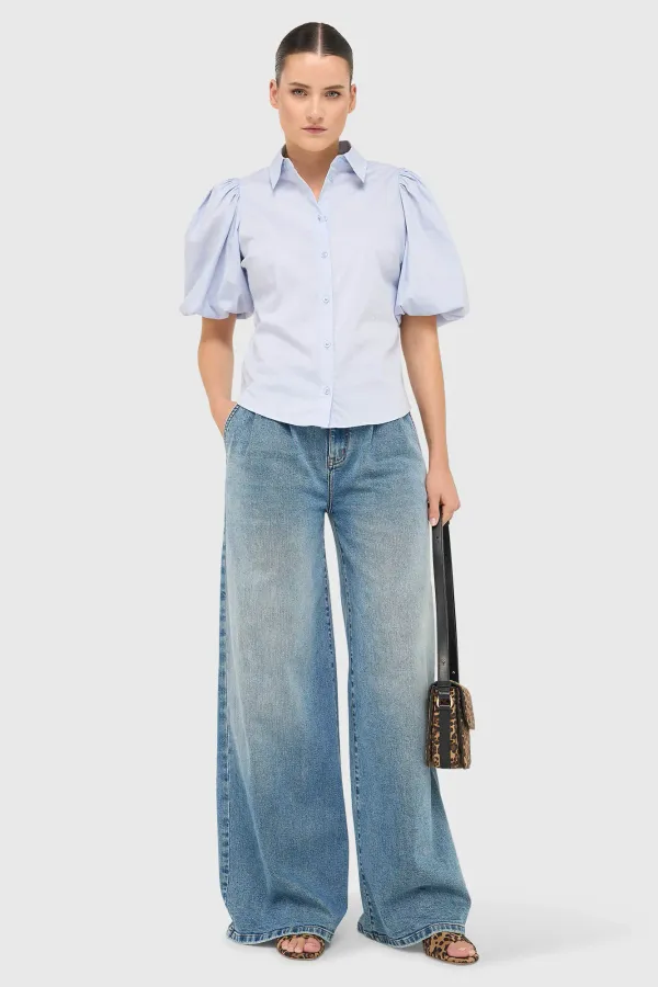Baumwollbluse für Damen Lars Blau