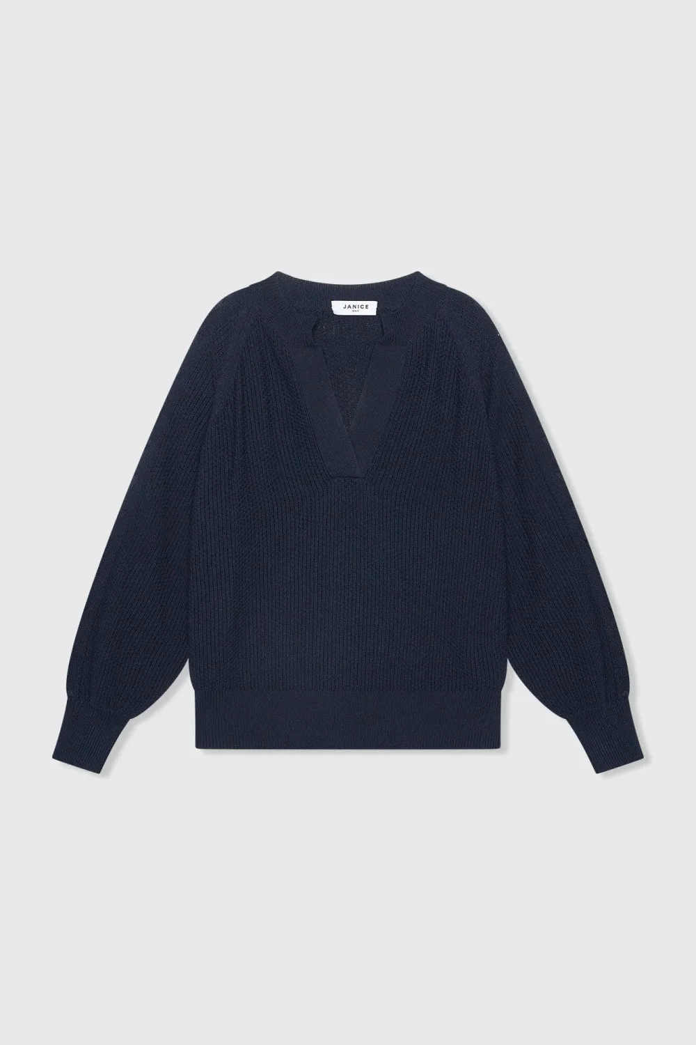 Baumwollpullover für Damen mit Schnürung, offenen Ärmeln und schulterfreiem Ausschnitt, grob gestrickt, blau