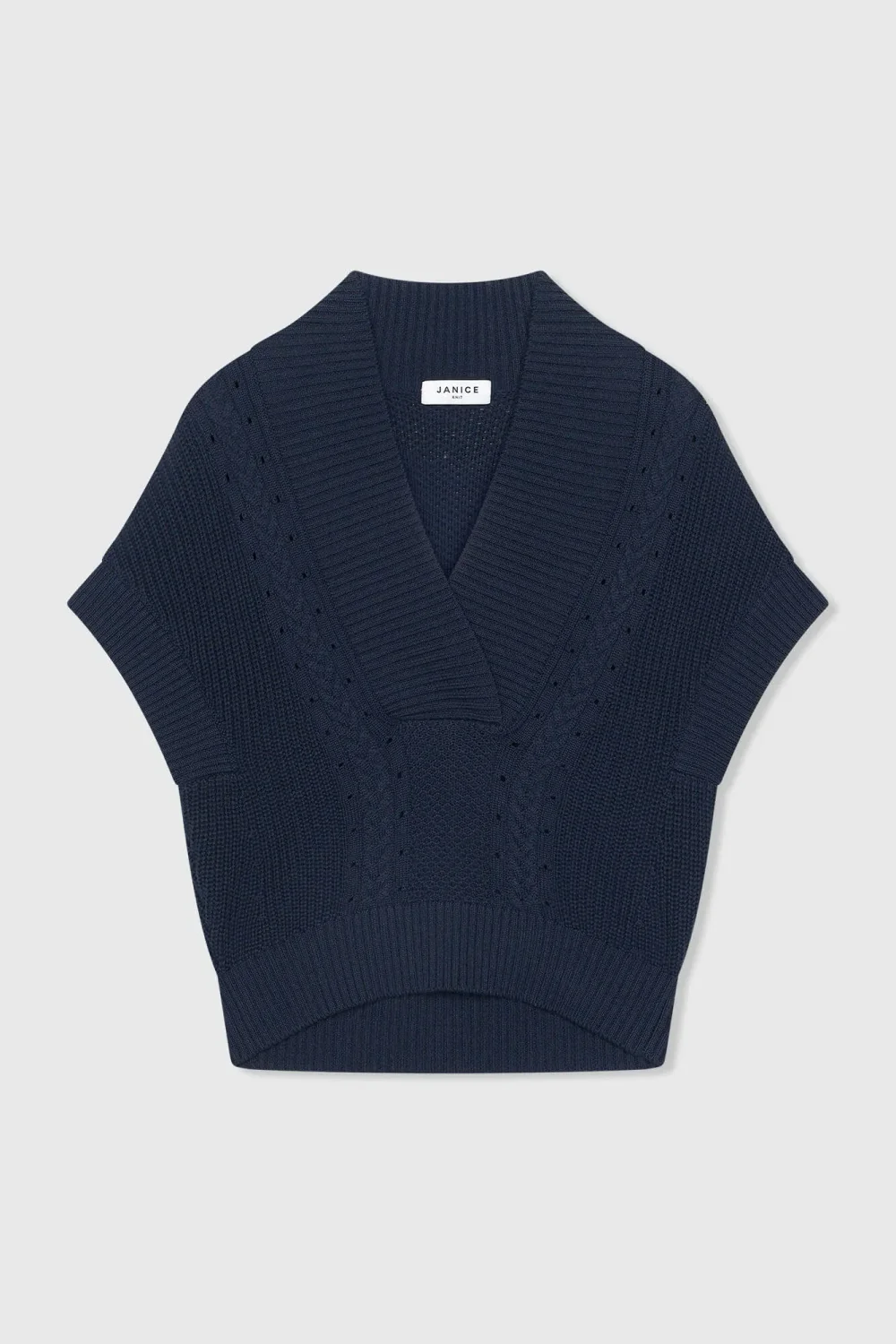 Women's Viggo Blue Cotton Cable-Knit Spencer Cardigan