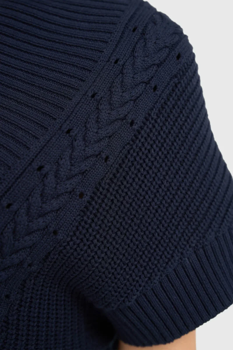 Women's Viggo Blue Cotton Cable-Knit Spencer Cardigan