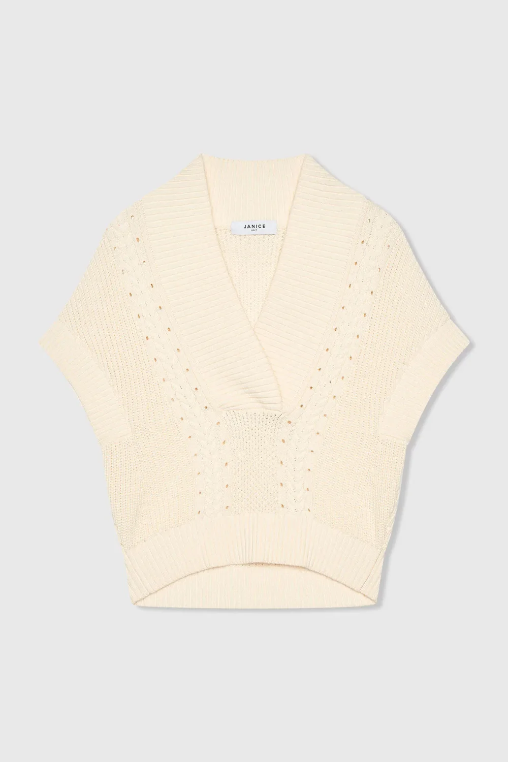 Baumwoll-Spencer-Strickjacke mit Zopfmuster für Damen, Viggo, Off-White