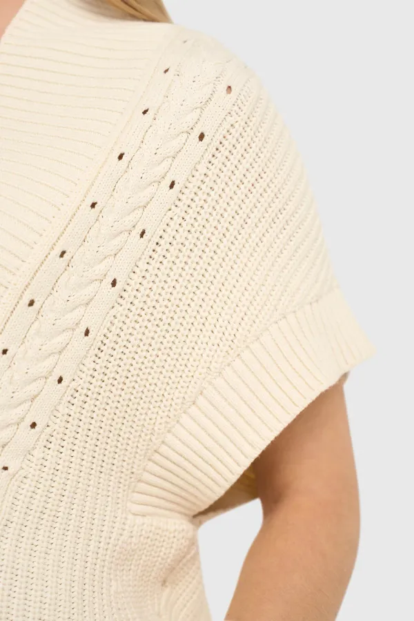 Katoenen Spencer Vest Kabel Dames Viggo Off White