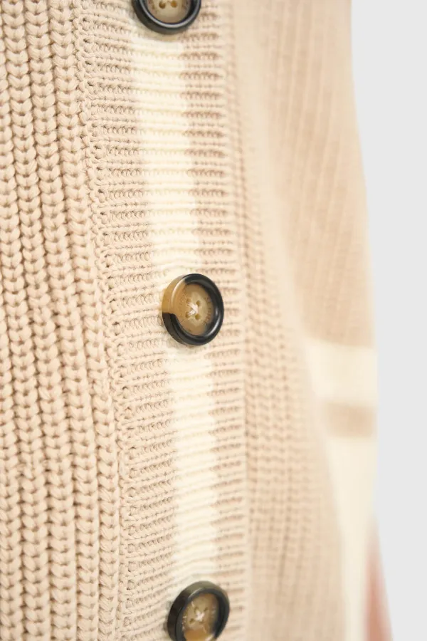 Baumwollstrickjacke mit Knöpfen für Damen, Mars, Beige