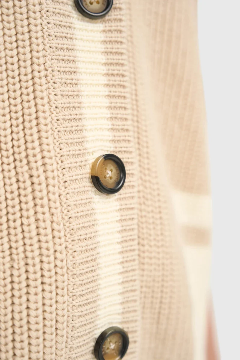 Women's Cotton Cardigan with Buttons, Mars Beige