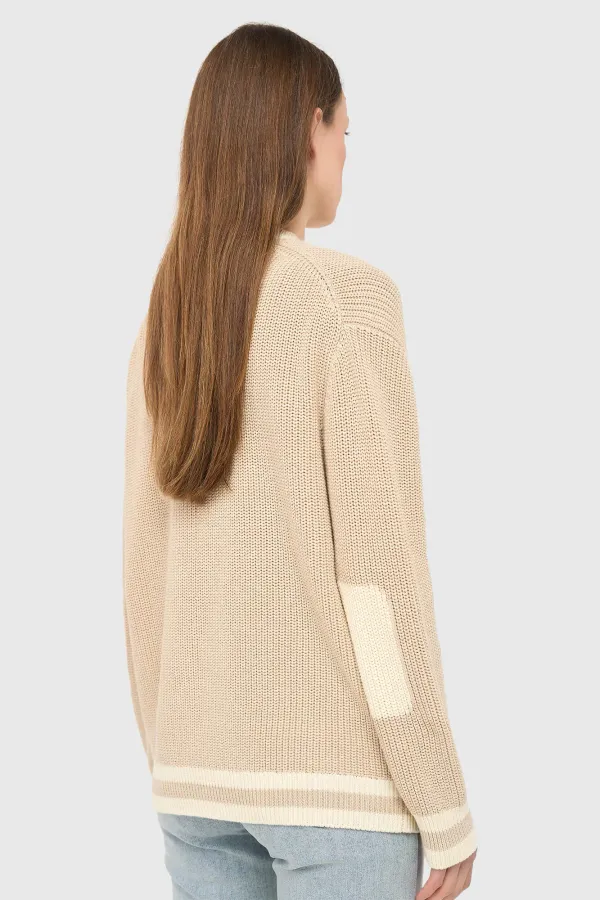 Baumwollstrickjacke mit Knöpfen für Damen, Mars, Beige