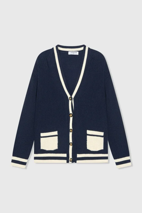 Women's Cotton Cardigan with Buttons, Mars Blue