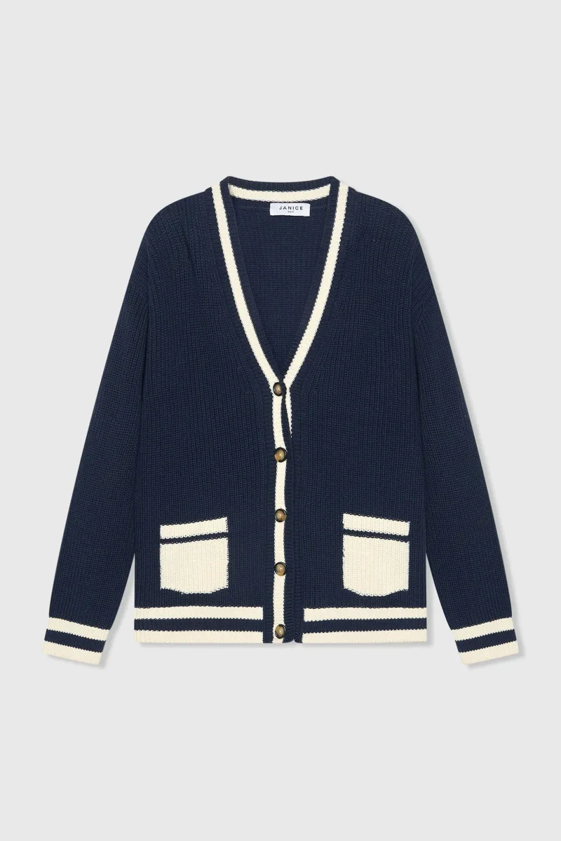 Women's Cotton Cardigan with Buttons, Mars Blue