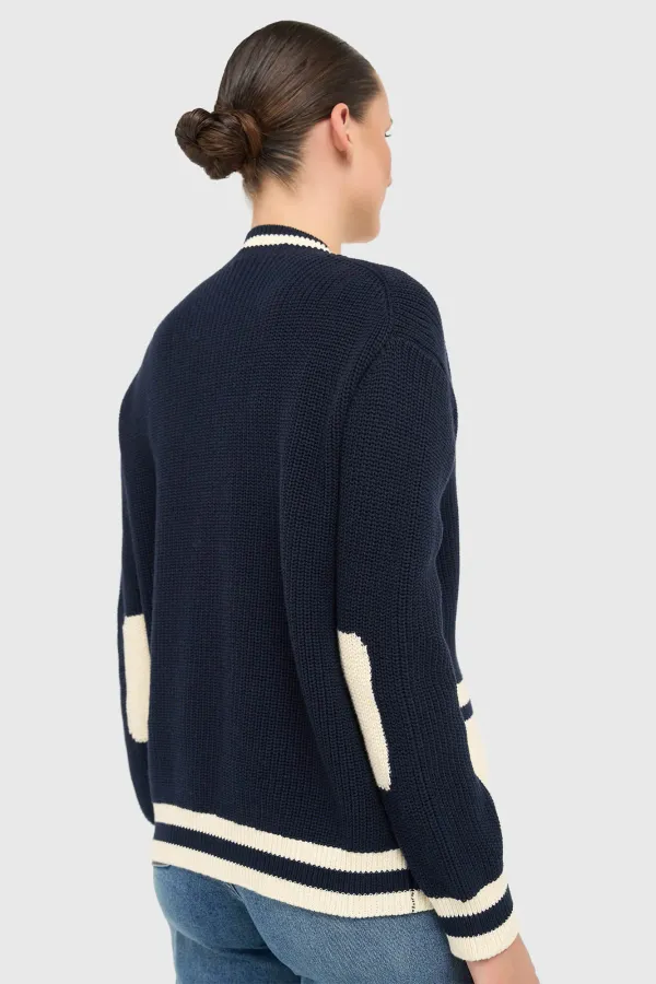 Women's Cotton Cardigan with Buttons, Mars Blue
