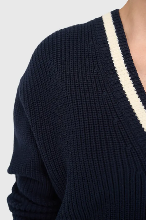 Women's Cotton Cardigan with Buttons, Mars Blue