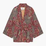 Kimono Dames Jacquard Preston Aztec Rood