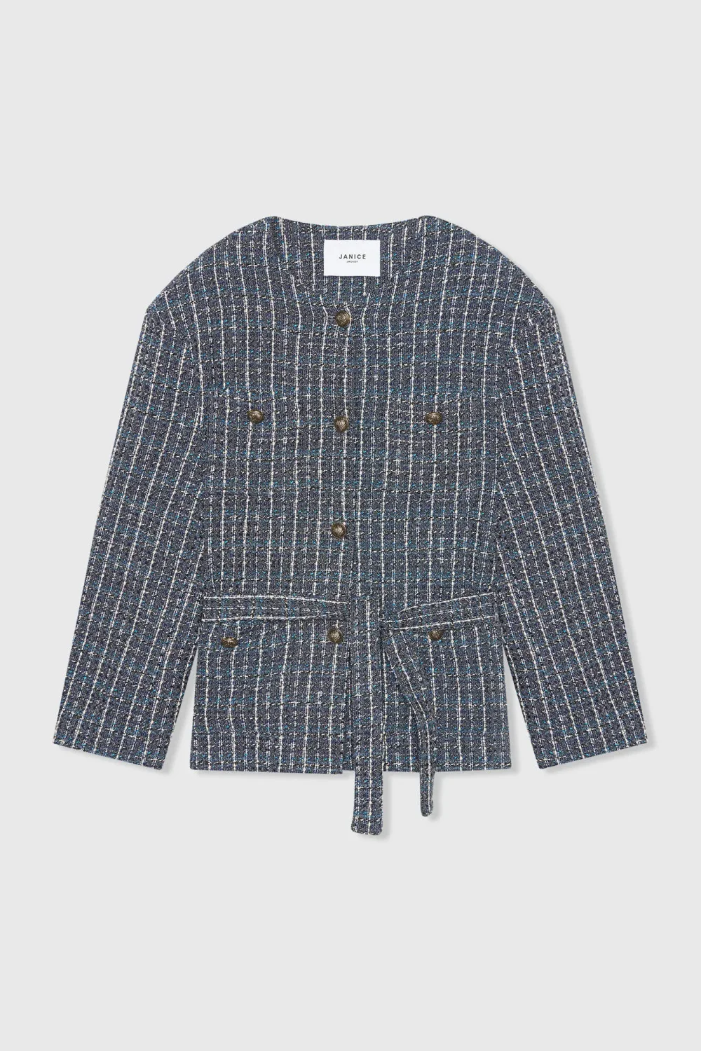 Women's Tweed Kimono Jacket, Blue, Harley