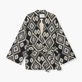 Kimono Dames Jacquard Preston Aztec Zwart