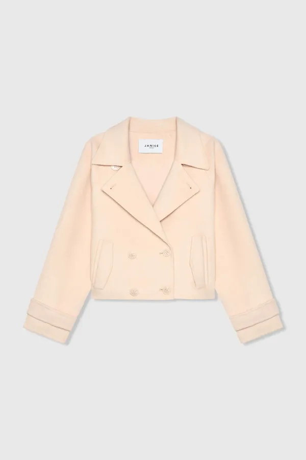 Korte Cashmere Jas Trenchcoat Double Face Peach Floyd