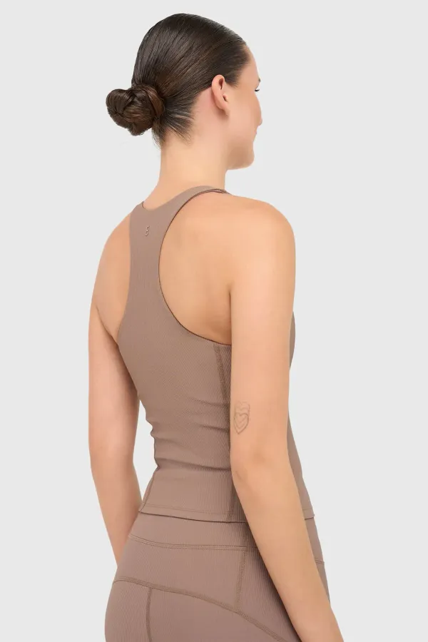 Top Women's Sports Bra: Yoga Ryle Brown Rib