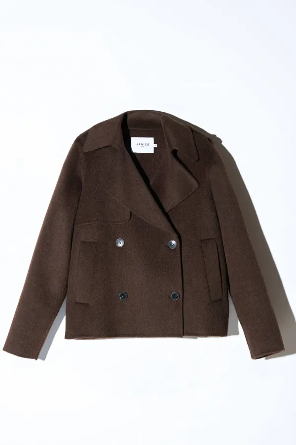 Korte Trench Dames Jas Yak Wol Jean Bruin
