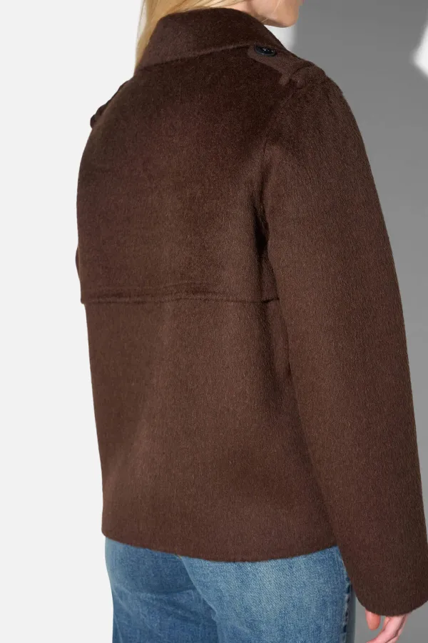 Korte Trench Dames Jas Yak Wol Jean Bruin